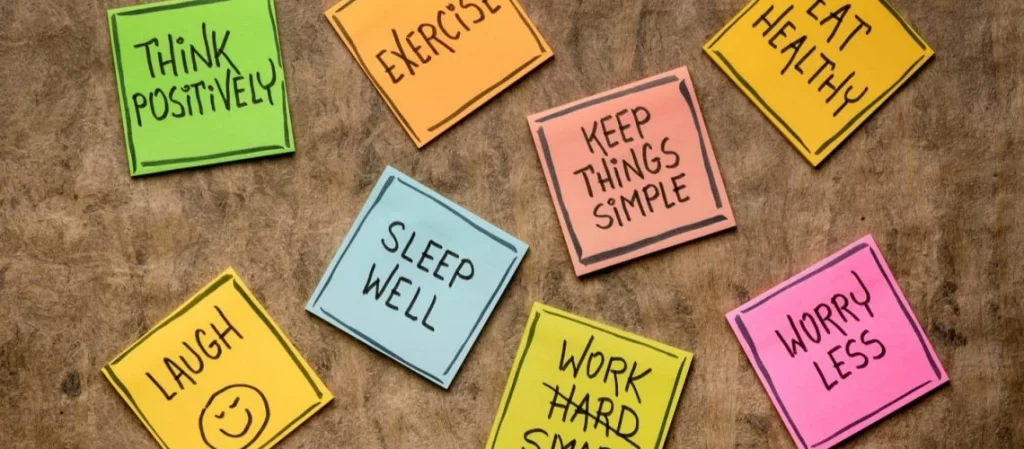 Wellbeing post it notes